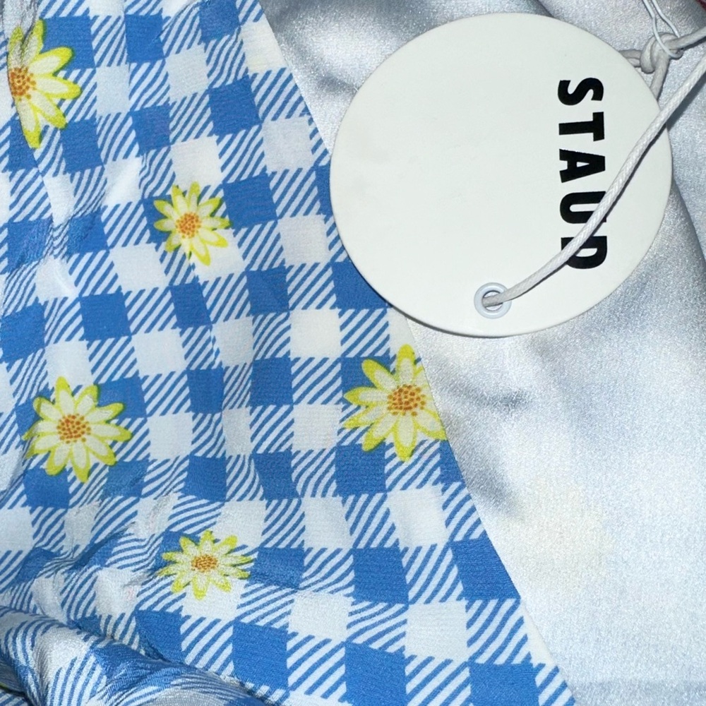 STAUD Milla Print Minidress in
Gingham Daisy Plaid blue
Size 10 NWT - Picture 3 of 6
